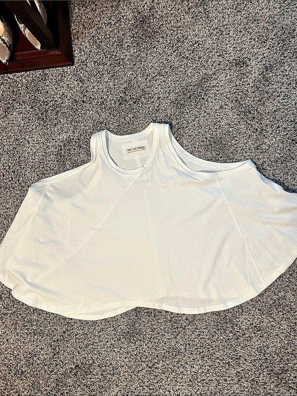 We The Free Karri Swing Tank White Cotton Tank Top, Medium